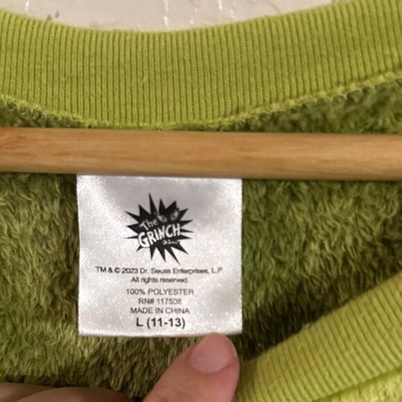 Dr. Suess The Grinch Green Plush Crewneck Christmas Sweater - Picture 6 of 9